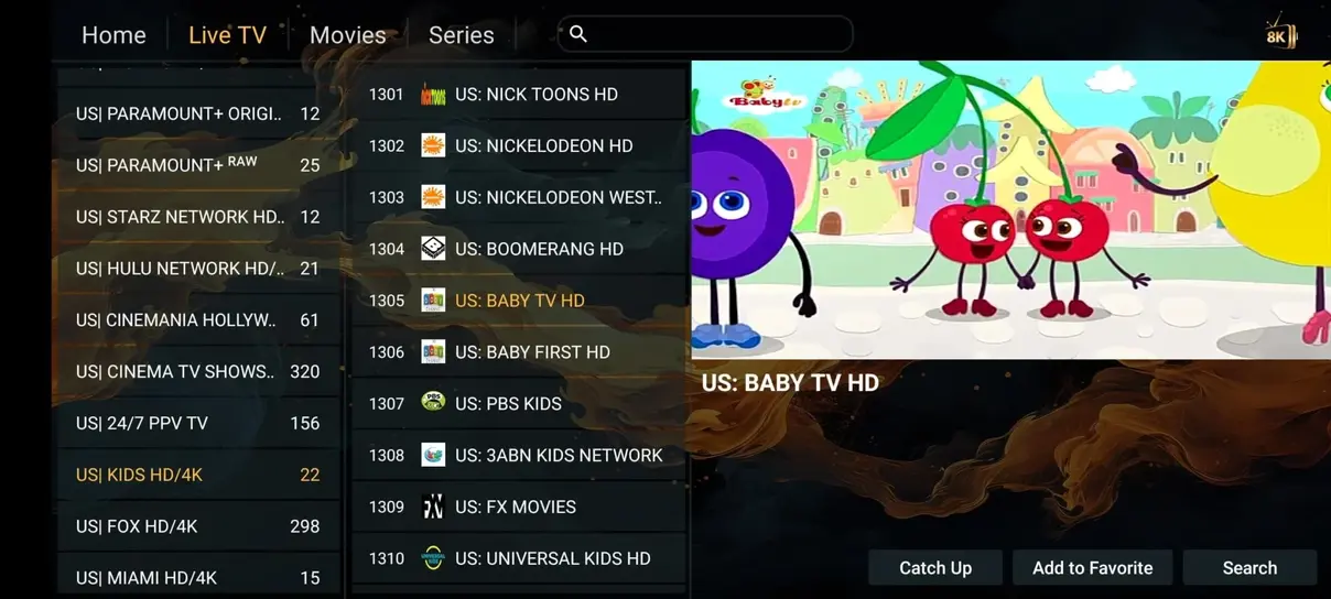 Pro IPTV vast channel selection and on-demand movie library