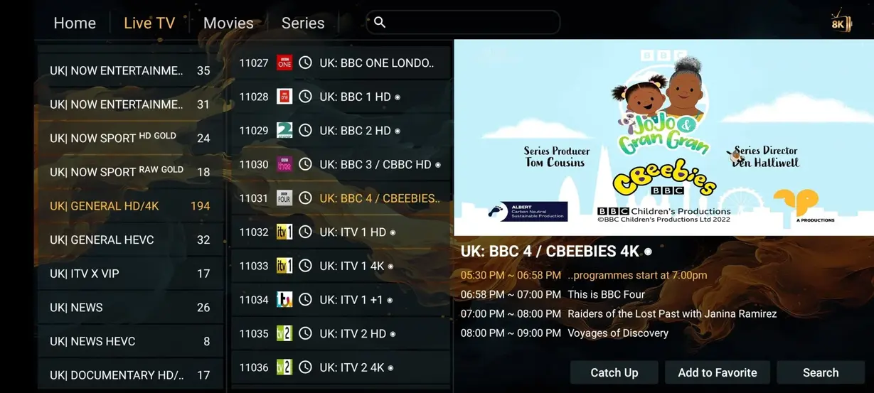 Pro IPTV modern electronic program guide EPG and interface preview 6