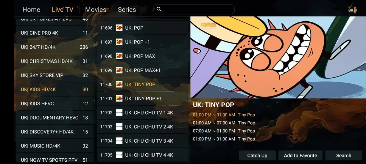 Pro IPTV modern electronic program guide EPG and interface preview 9