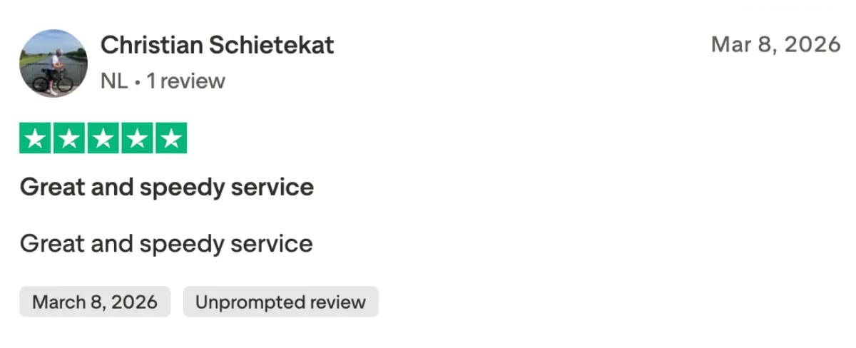Pro IPTV verified Trustpilot 5-star customer review rating screenshot